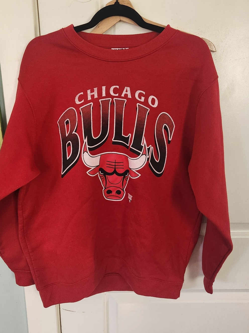 NBA Chicago Bulls Red Crewneck Sweatshirt with Team Logo